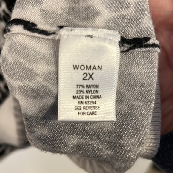 Roz & Ali Leopard Print Button Up Sweater - Picture 3 of 4